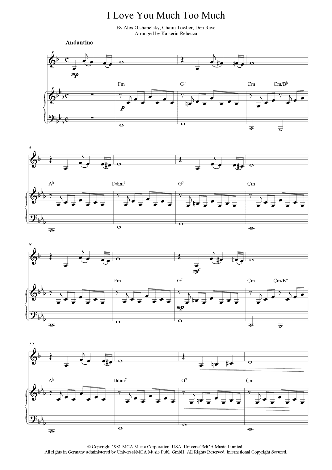 I Love You Much Too Much (arr. Kaiserin Rebecca)