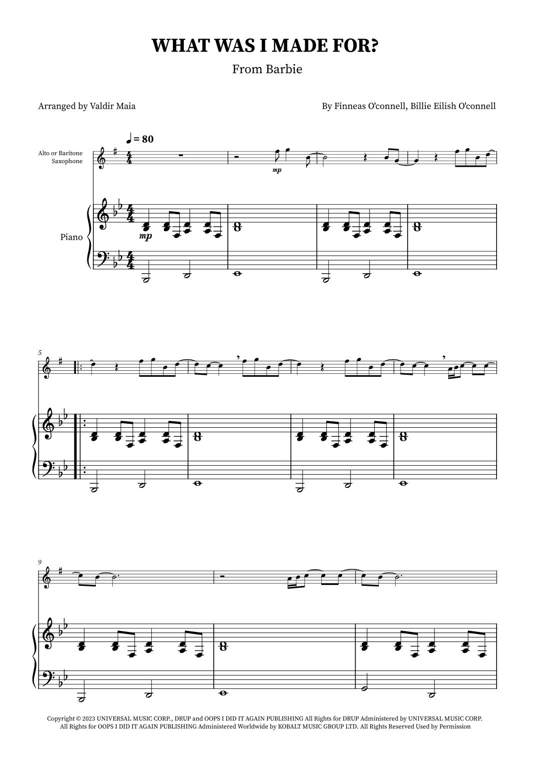 What Was I Made For? (arr. Valdir Maia)