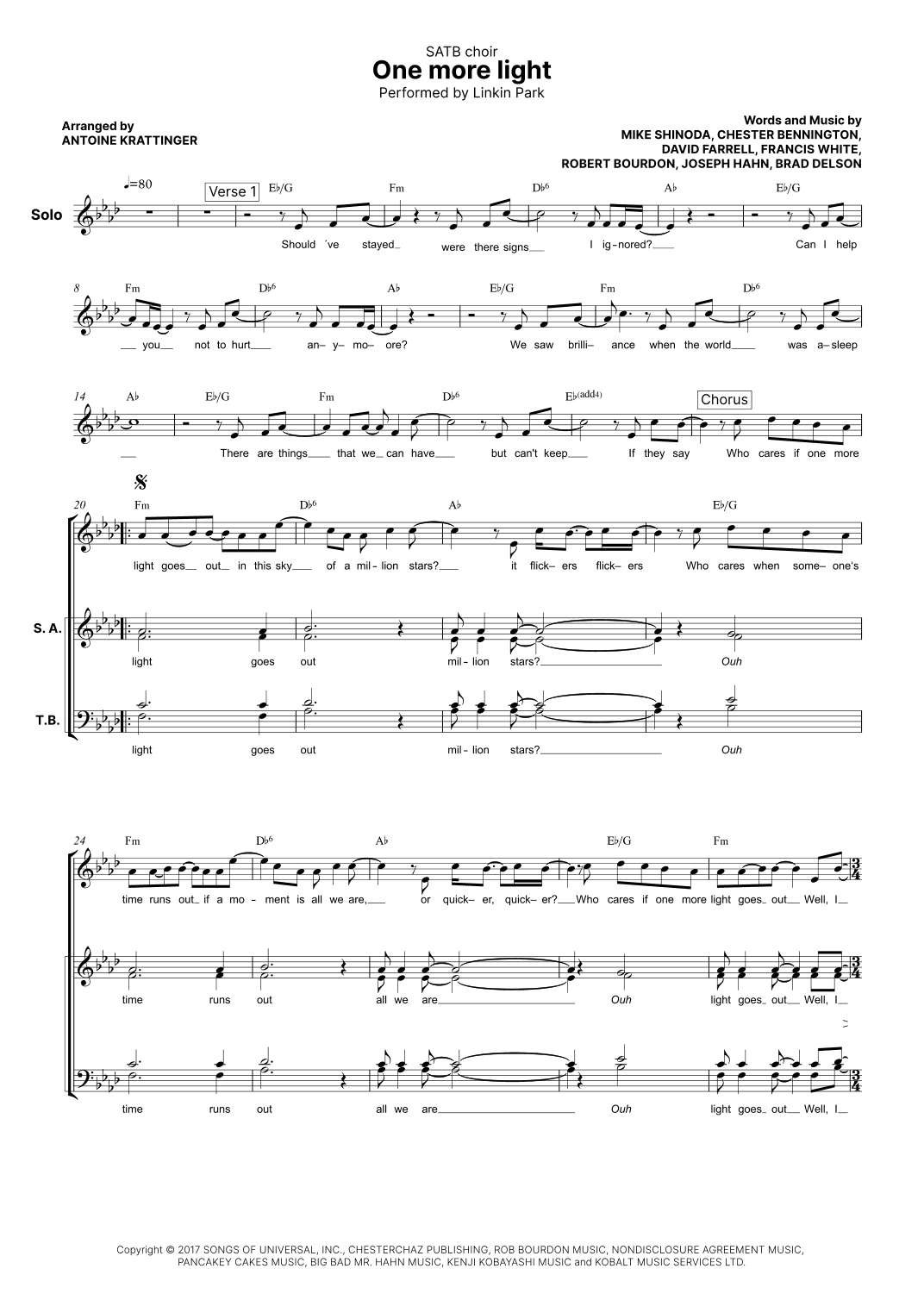 One More Light (arr. Antoine Krattinger)
