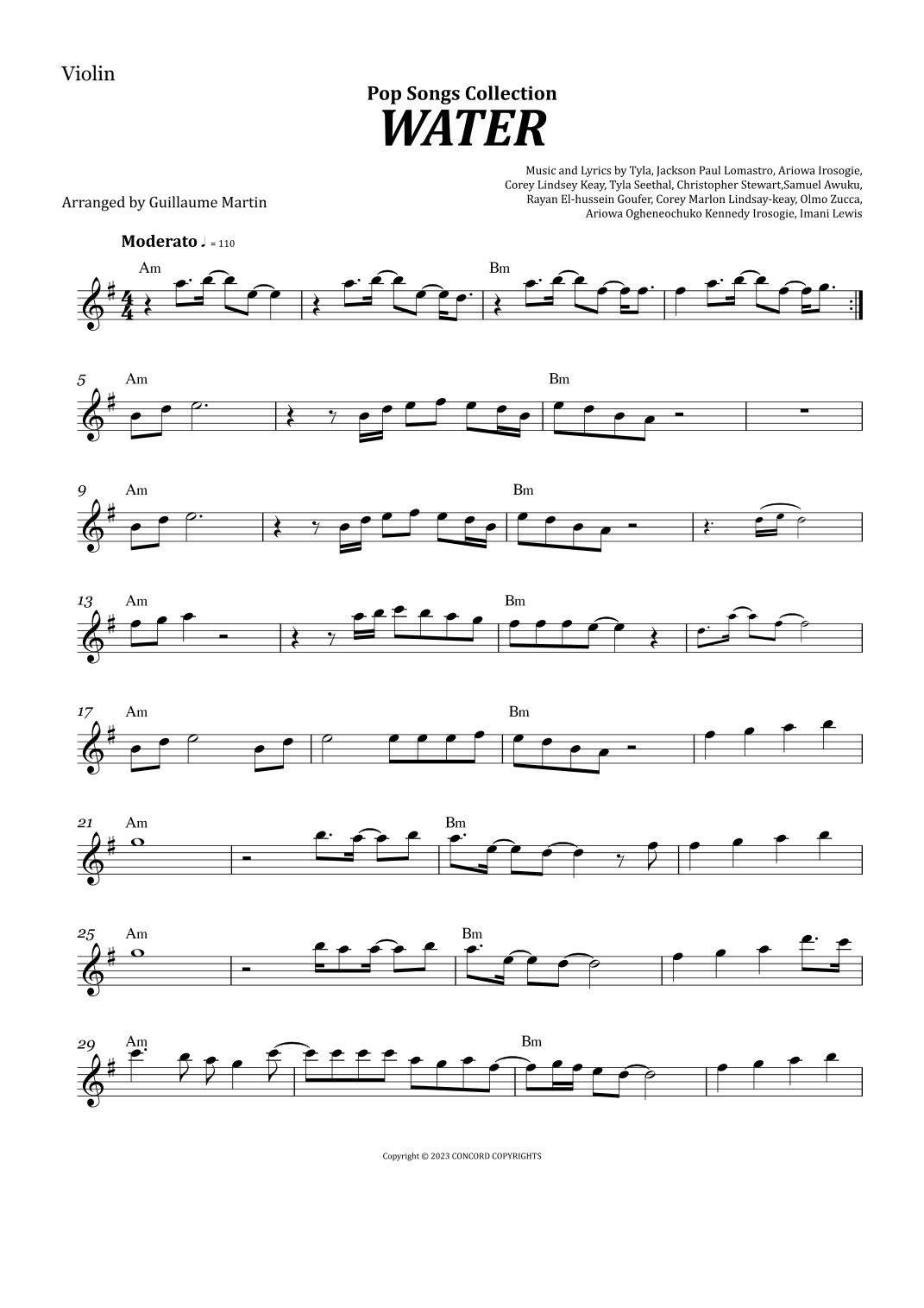 Water (arr. Guillaume Martin)