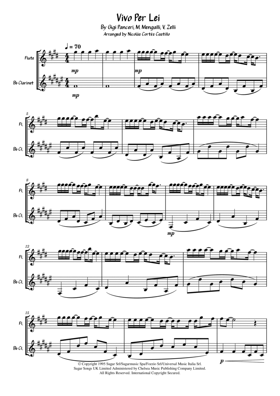 Vivo Per Lei (arr. Nicolás Cortés Castillo)
