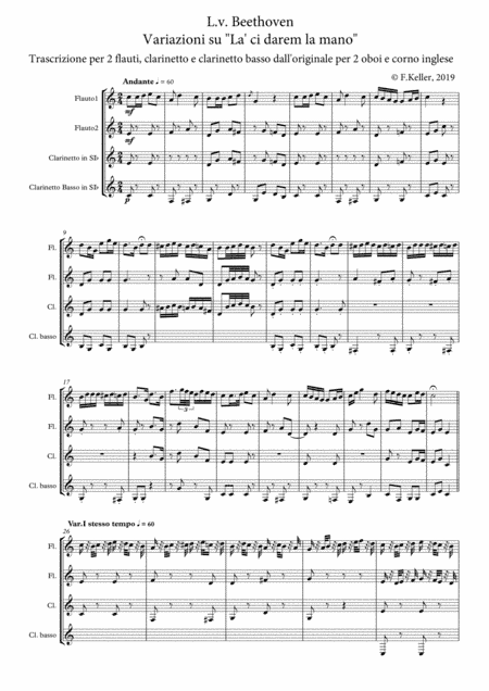 Beethoven - Variations on "Là ci darem la mano" for 2 flutes and 2 clarinets (arr. Flavio Keller)