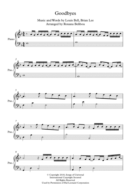 Goodbyes (arr. Roxana Belibou)