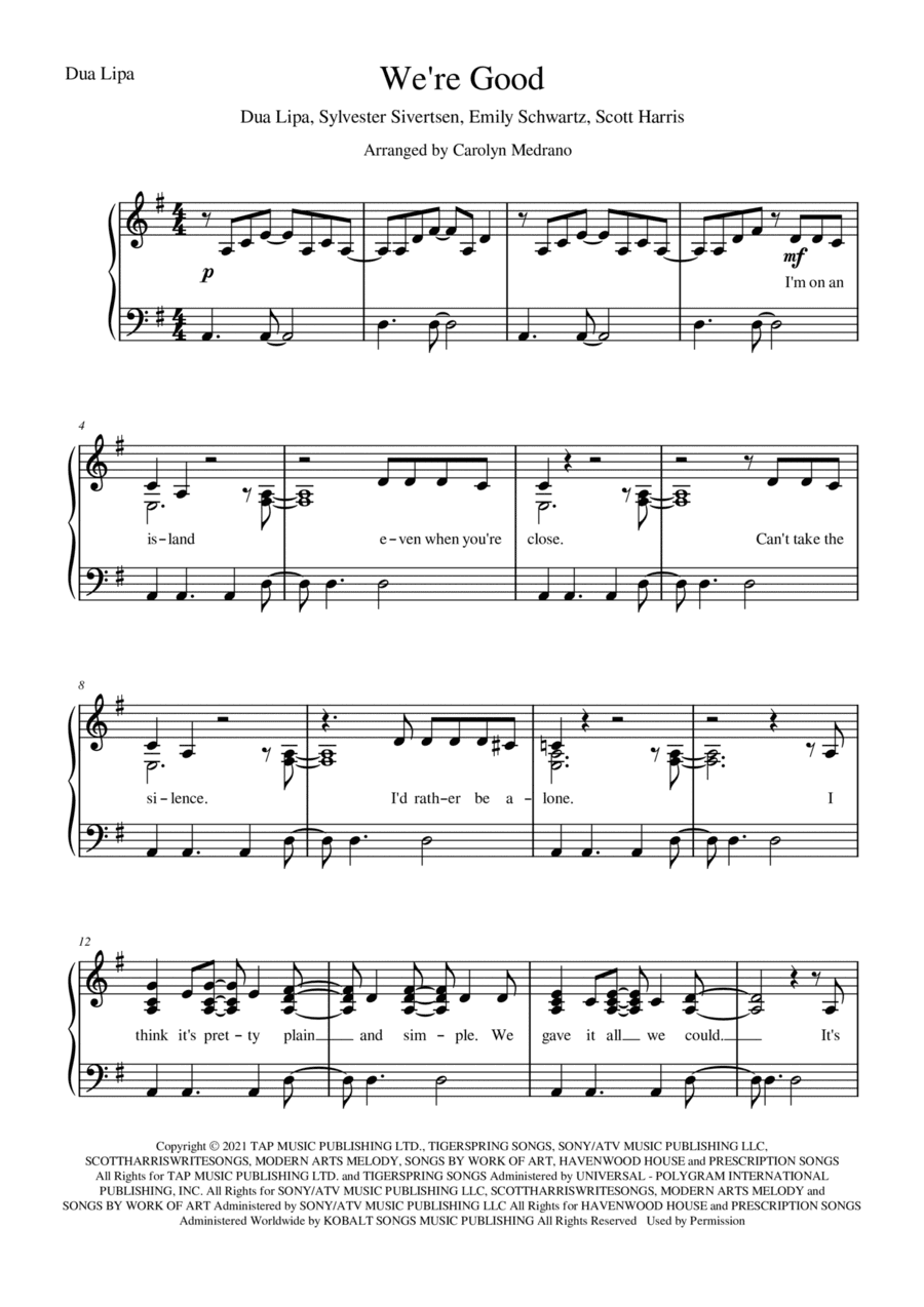 We're Good (arr. Carolyn Medrano)