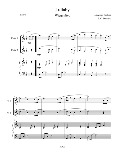 Brahms's Lullaby (Flute Duet with Piano Accompaniment) (arr. B. C. Dockery)