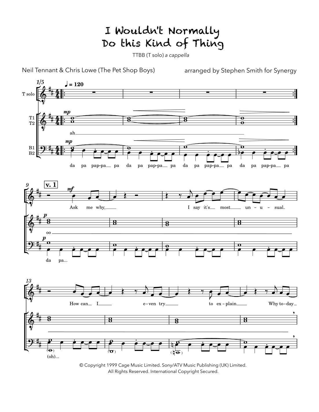 I Wouldn't Normally Do This Kind Of Thing (arr. Stephen Smith)