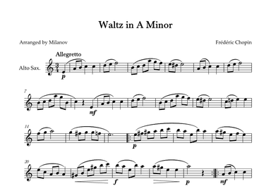 Waltz in A Minor | B. 150,  Op. Posth. | Chopin | Alto Sax (arr. Milanov)