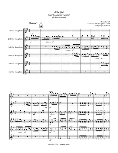 Allegro (from "Sonata for Trumpet") (Bb) (Alto Saxophone Sextet) (arr. Regis Bookshar)