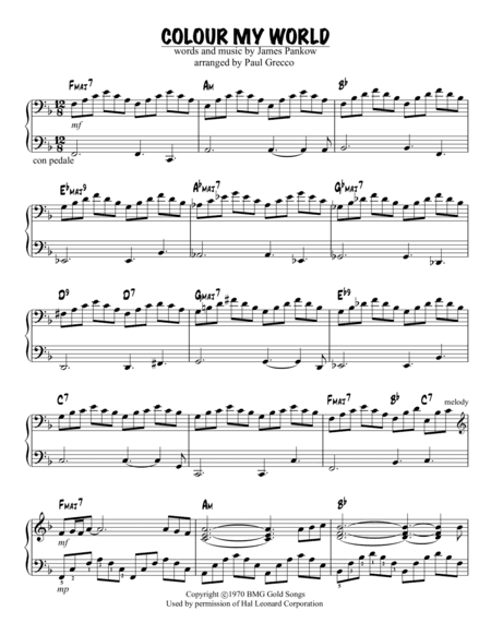 Colour My World (arr. Paul Grecco)
