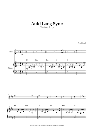 Auld Lang Syne for Easy Flute and Piano (arr. Marcos Soares)