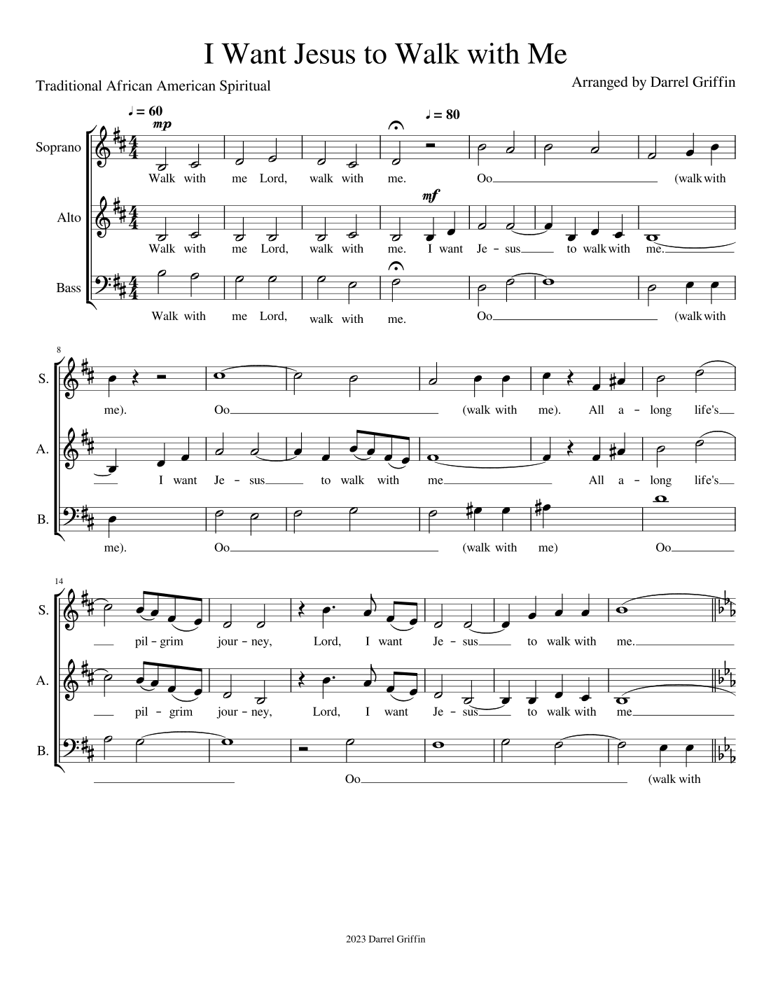 I Want Jesus to Walk with Me (arr. Darrel Griffin)