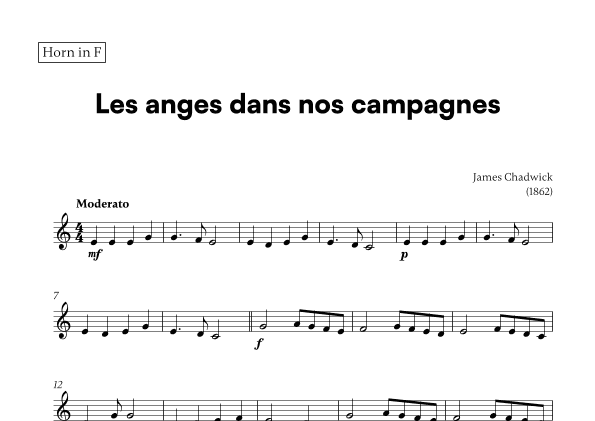Les anges dans nos campagnes (for French Horn) (arr. Cadenza Editions)