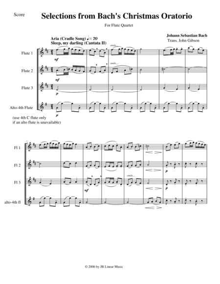 Bach's Christmas Oratorio Selections for Flute Quartet (arr. John Gibson)
