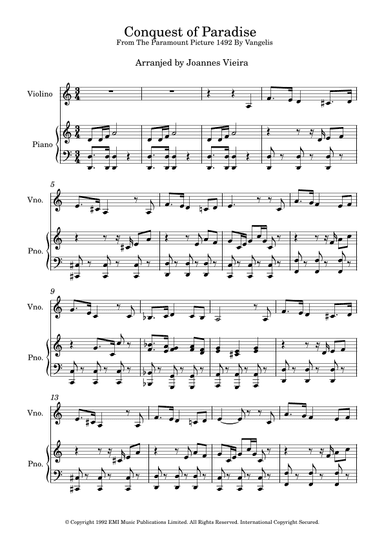 Conquest Of Paradise (arr. Joannes Vieira)
