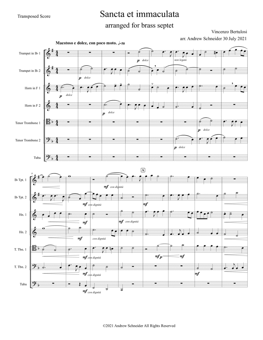Sancta et immaculata (arr. Andrew Schneider)