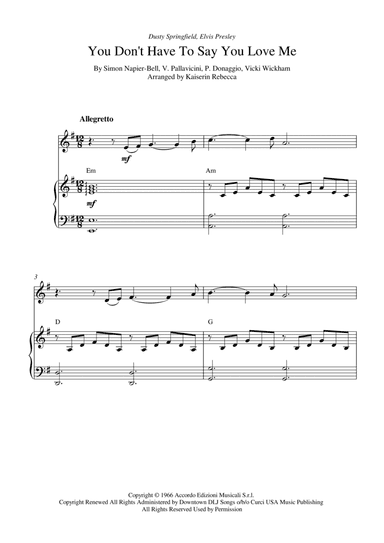 You Don't Have To Say You Love Me (arr. Kaiserin Rebecca)