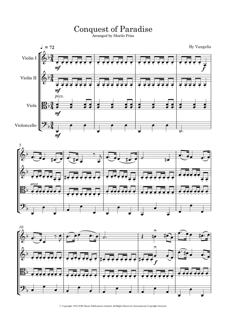 Conquest Of Paradise (arr. Murilo Frias)