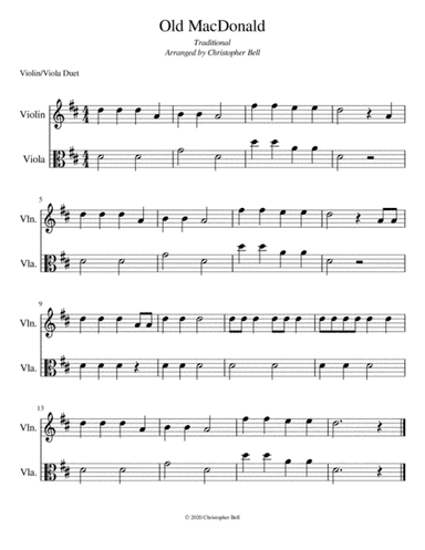Old MacDonald - Violin/Viola Duet - Level 1 (arr. Christopher Bell)