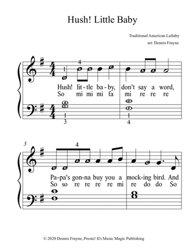 Hush! Little Baby (Hush Little Baby) (big alpha note notation) (arr. Dennis Frayne)