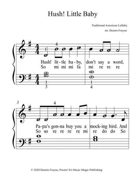 Hush! Little Baby (Hush Little Baby) (big alpha note notation) (arr. Dennis Frayne)
