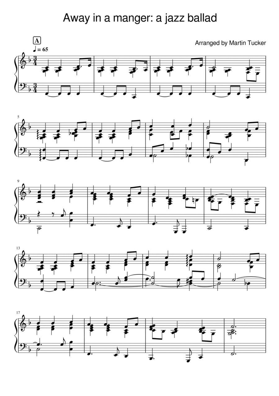 Away in a Manger for jazz piano (arr. Martin Tucker)