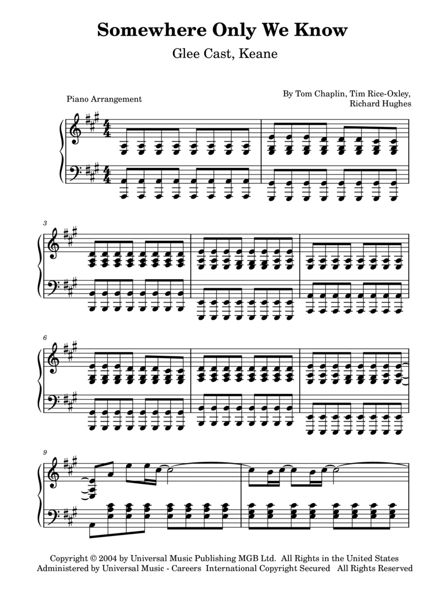 Somewhere Only We Know (arr. Piano Go Life)