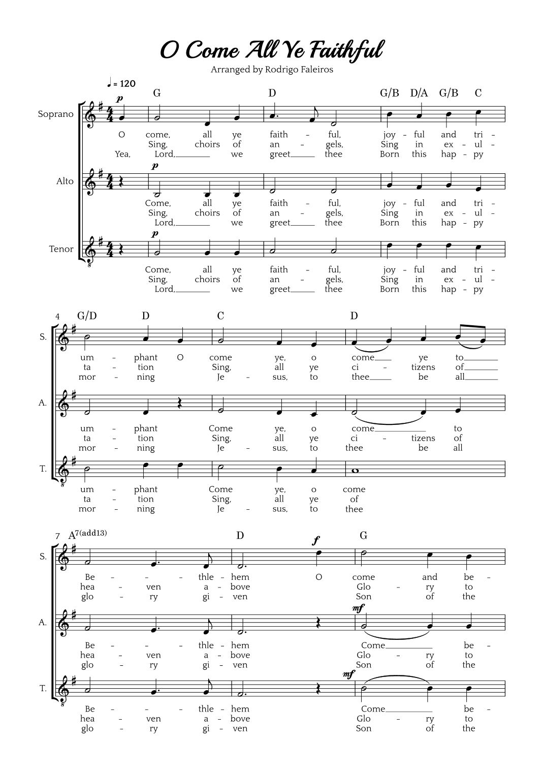 O Come All Ye Faithful (SAT choir) (arr. Rodrigo Faleiros)