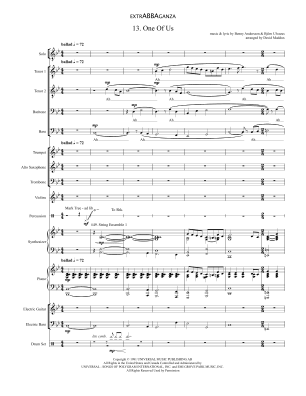 One Of Us (arr. David Maddux)