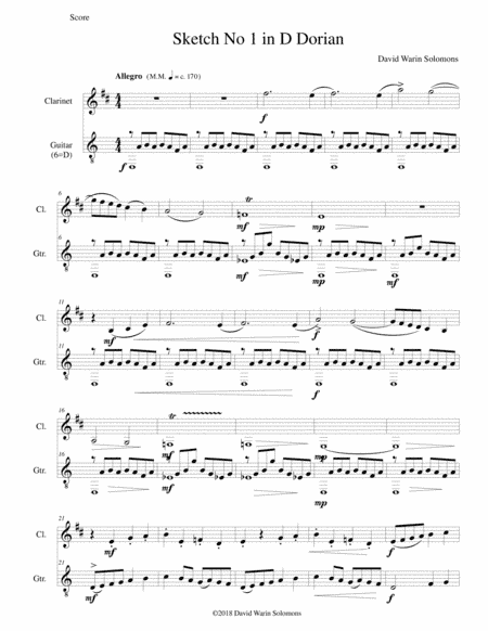 Sketch in D Dorian No 1 for clarinet and guitar