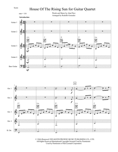 The House Of The Rising Sun (arr. Rodolfo Gonzalez)