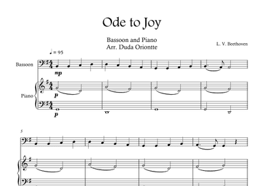 Ode the Joy ( BASSOON - Piano -  Beethoven Symphony No. 9 ) BEGINNER (arr. Duda Oriontte)