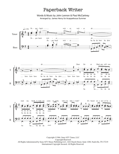 Paperback Writer (arr. James Henry)