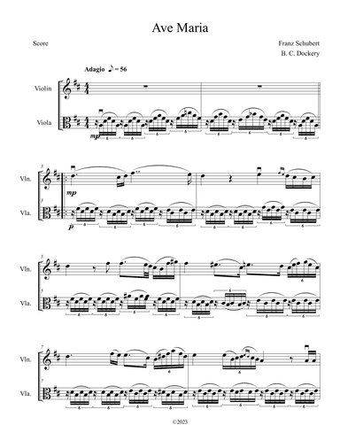 Ave Maria (Violin and Viola Duet) (arr. B. C. Dockery)