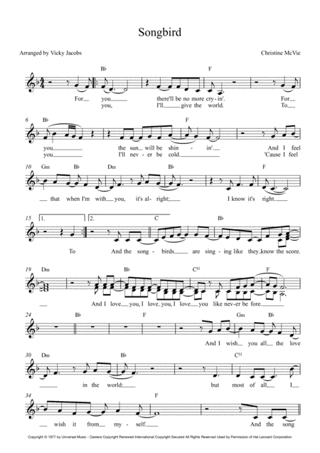 Songbird (arr. Vicky Jacobs)