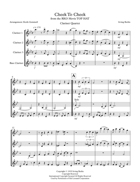 Cheek To Cheek (arr. Keith Gemmell)