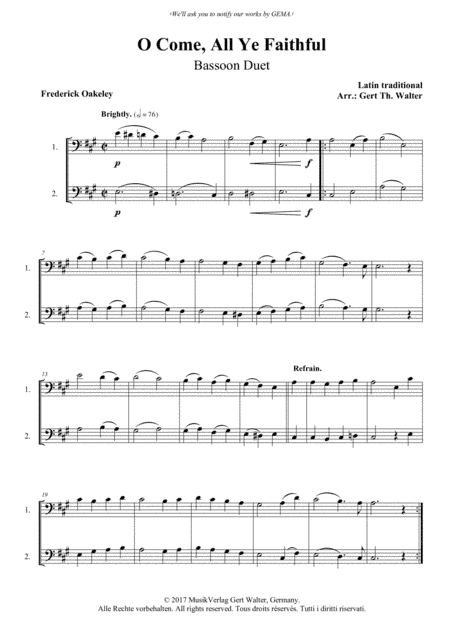 O Come, All Ye Faithful (arr. Gert Th. Walter)