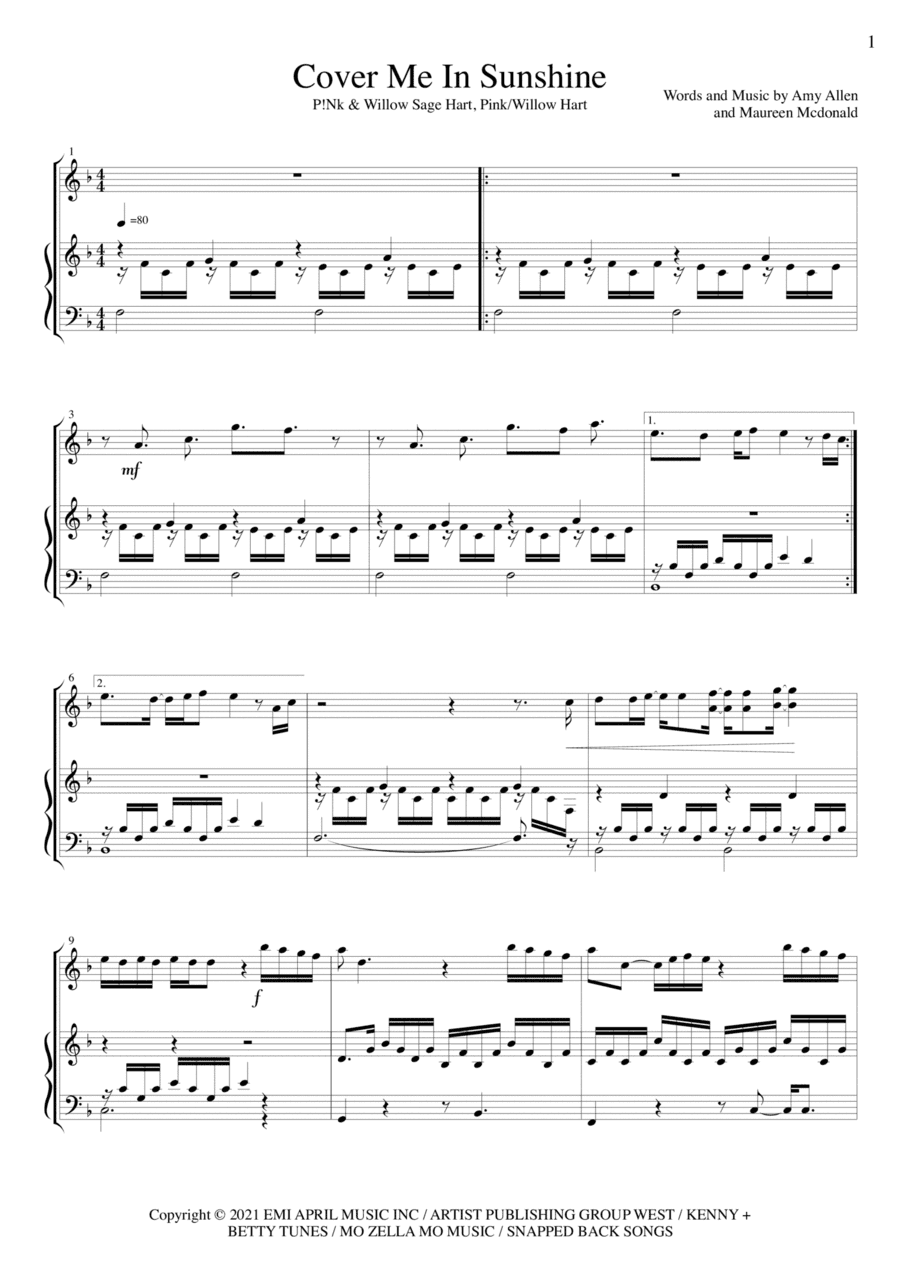 Cover Me In Sunshine (arr. Bence Huszar)