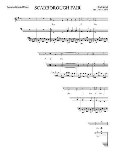 SCARBOROUGH FAIR - for Soprano or Tenor Sax and Piano (arr. Ivan Marini)