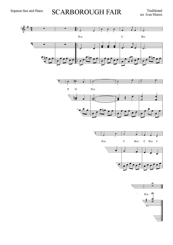 SCARBOROUGH FAIR - for Soprano or Tenor Sax and Piano (arr. Ivan Marini)