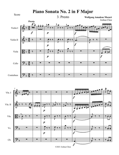 Piano Sonata No. 2, Movement 3 (arr. Joshua Choe)