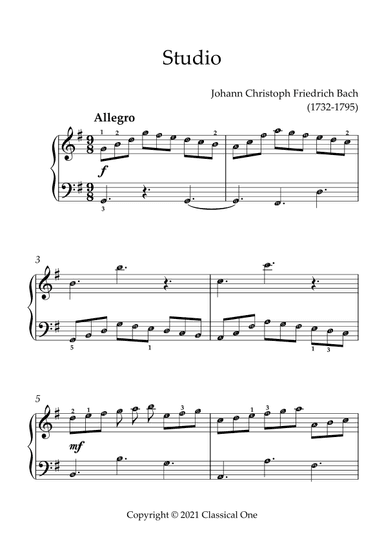 Bach, J.C.F. - Studio(With Note name) (arr. MPS)