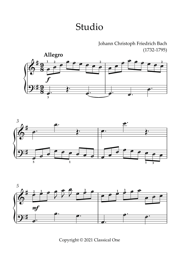 Bach, J.C.F. - Studio(With Note name) (arr. MPS)