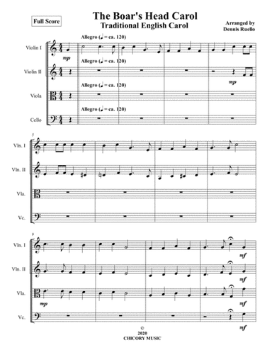 The Boar's Head Carol - String Quartet - Intermediate (arr. Dennis Ruello)