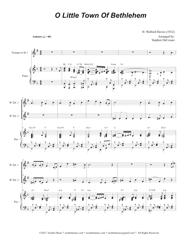 O Little Town Of Bethlehem (Duet for Bb-Trumpet) (arr. Stephen DeCesare)