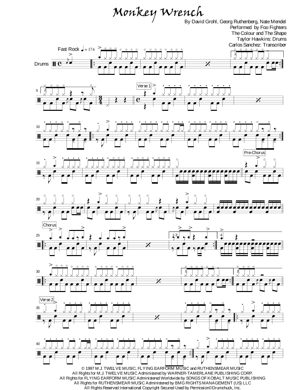 Monkey Wrench (arr. Carlos Sanchez)