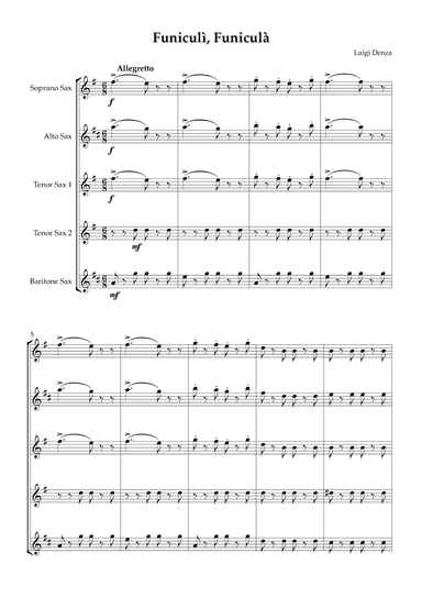 Funiculì, Funiculà - Sax Quintet (arr. Karen Gueiros)