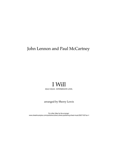 I Will (arr. Sherry Lewis)