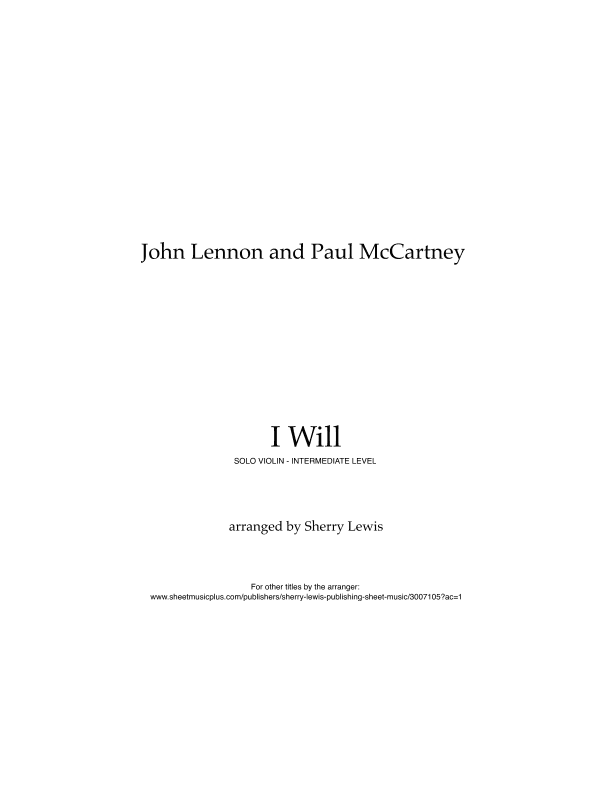 I Will (arr. Sherry Lewis)
