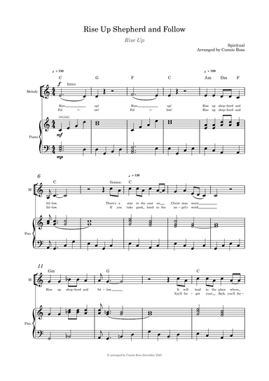 Rise Up Shepherd and Follow solo and piano (arr. Connie Boss)