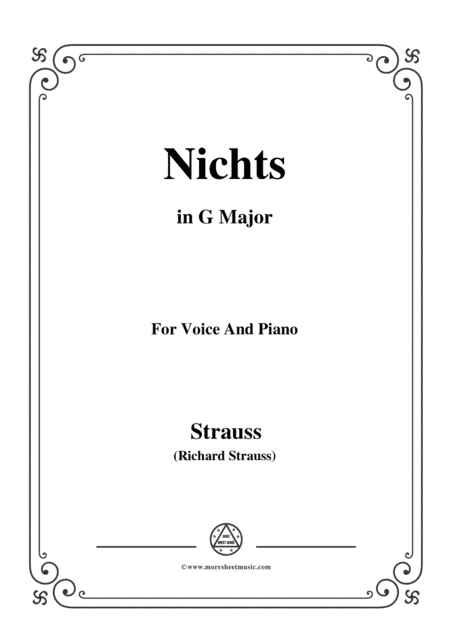 Richard Strauss-Nichts in G Major,for Voice and Piano (arr. MSM)